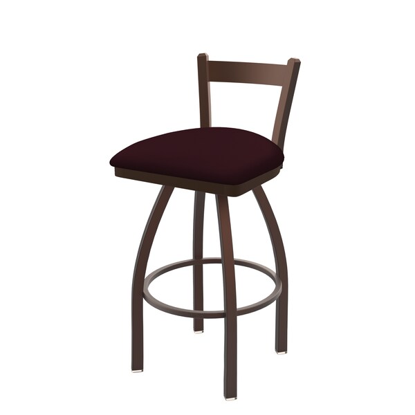 25" Low Back Swivel Counter Stool, Bronze Finish, Canter Bordeaux Seat